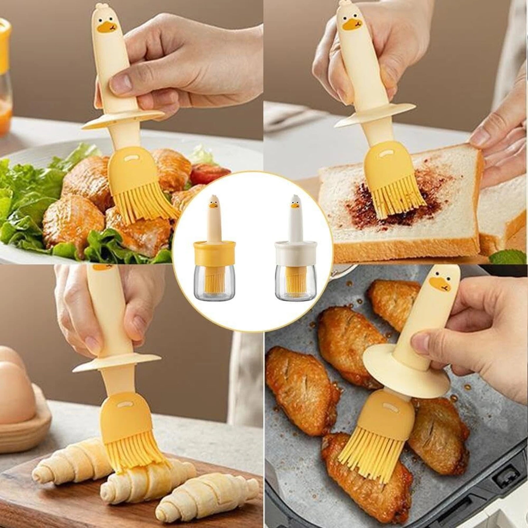 Silicone Basting Brush Bottle Oil Bottle Brush Set Silicon Round Pastry Brush