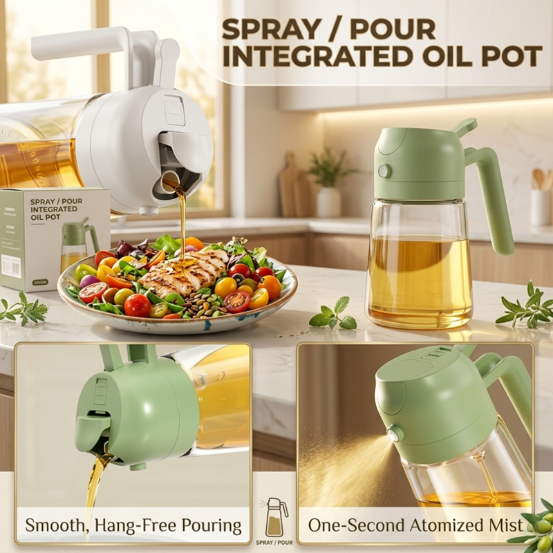 Oil Sprayer Bottle and Silicone Oil Brush Kitchen Combo Set