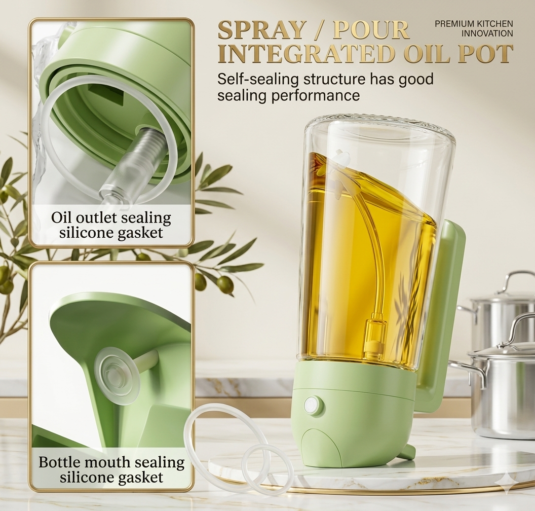 Oil Sprayer Bottle and Silicone Oil Brush Kitchen Combo Set