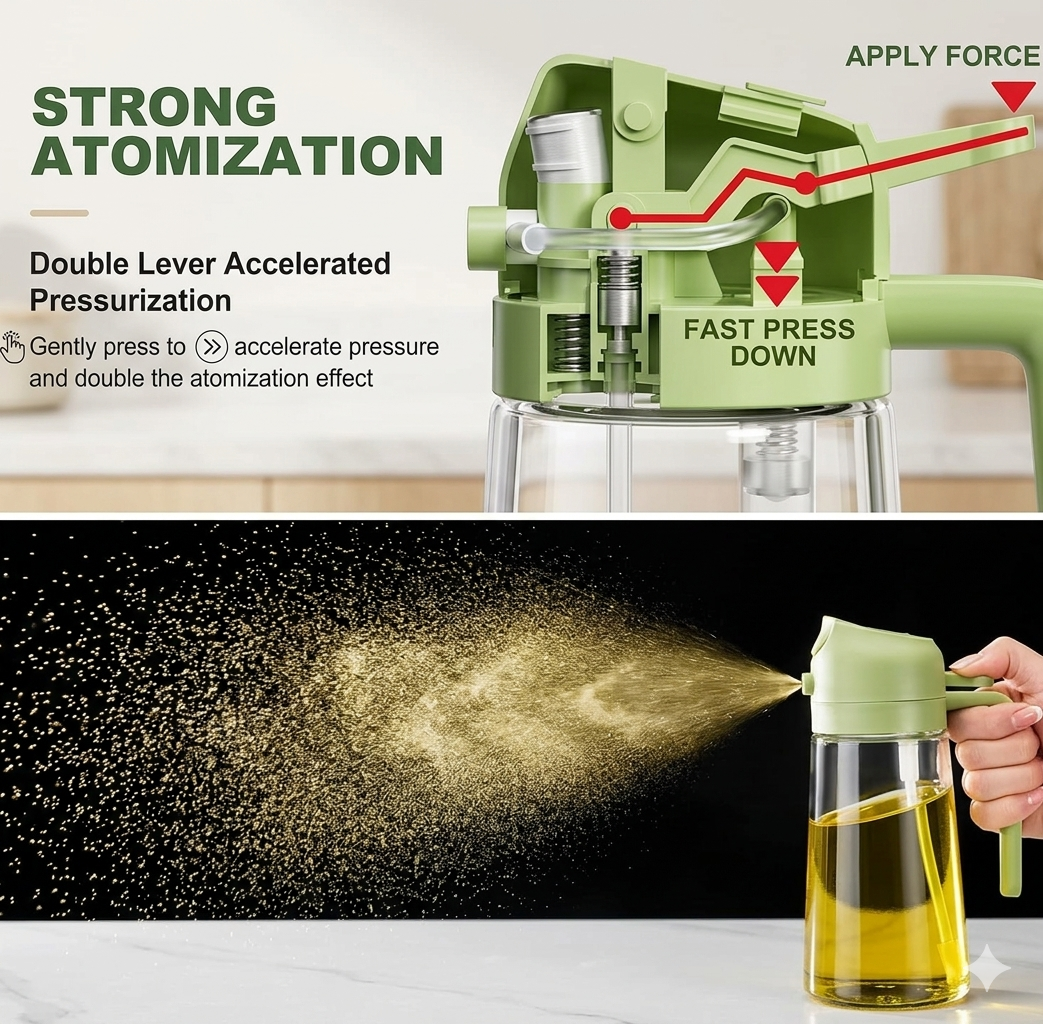 Oil Sprayer Bottle and Silicone Oil Brush Kitchen Combo Set