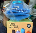 Collapsible Silicone Water Bottle 600ml Leakproof Travel Foldable Bottle